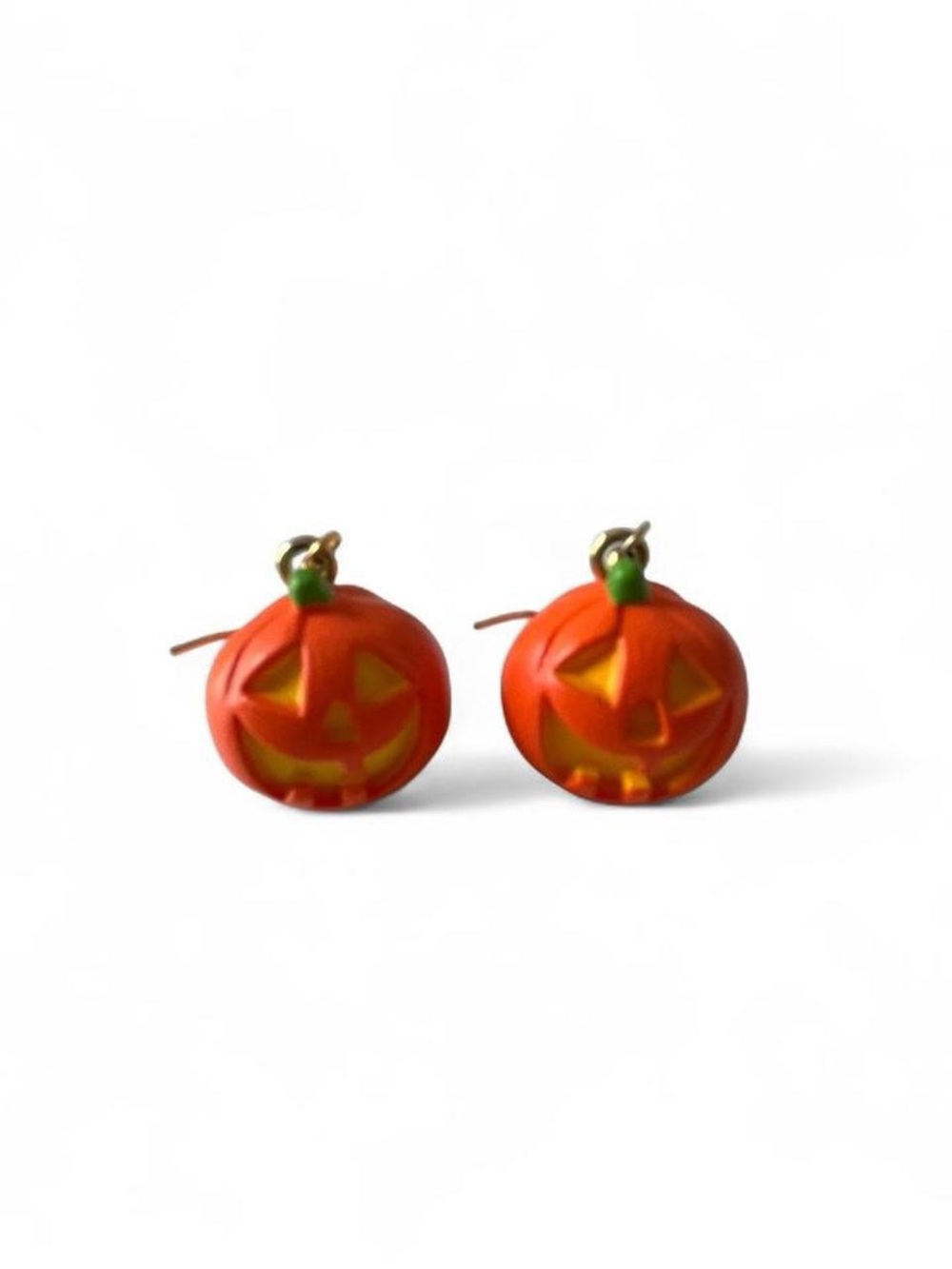 Vintage 90s Jack-o'-Lantern Pumpkin Stud Earrings - Orange